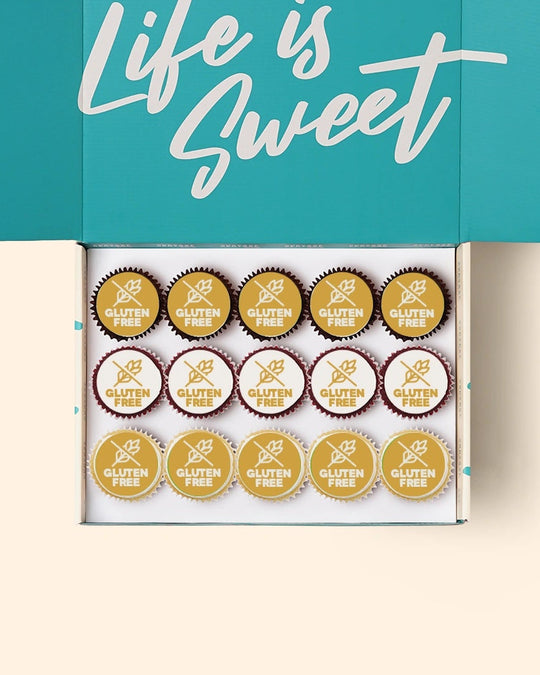 Gluten free corporate custom mini cupcakes Melbourne delivery. Customise with photo, image or brand logo.