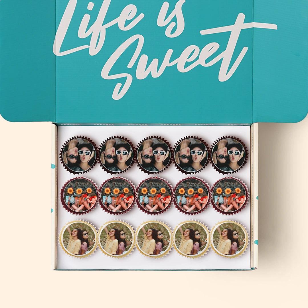 15 Mini Cupcakes with Edible Logos Gift Box