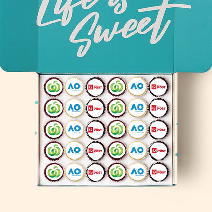 30 Mini Cupcakes with Edible Logos Gift Box