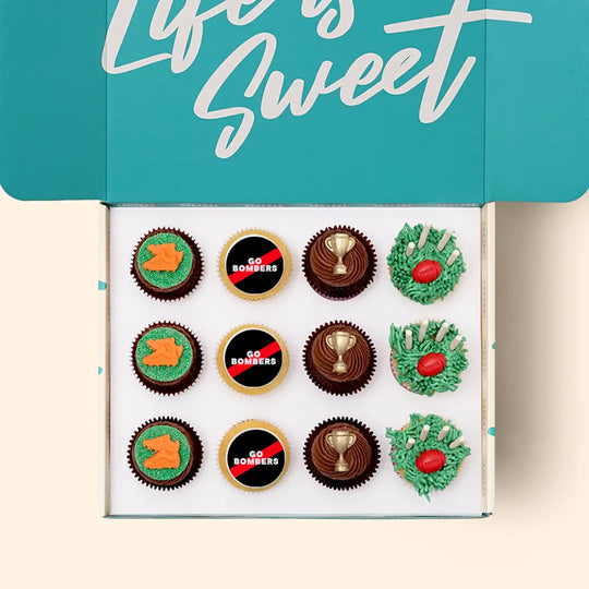 12 x GO BOMBERS Footy Cupcake Gift Box -  Cupcake Central