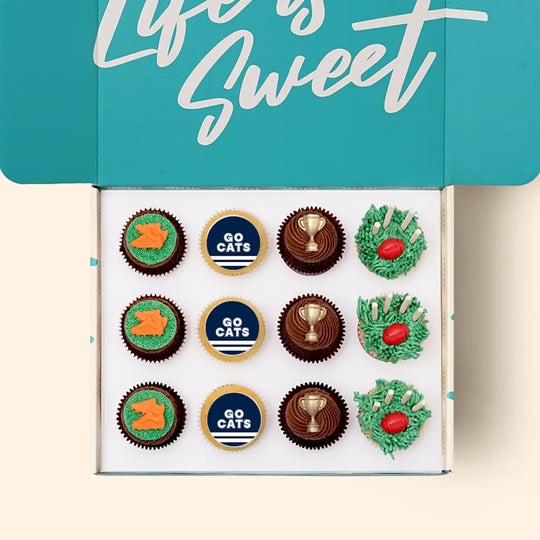 12 x GO CATS Footy Cupcake Gift Box -  Cupcake Central
