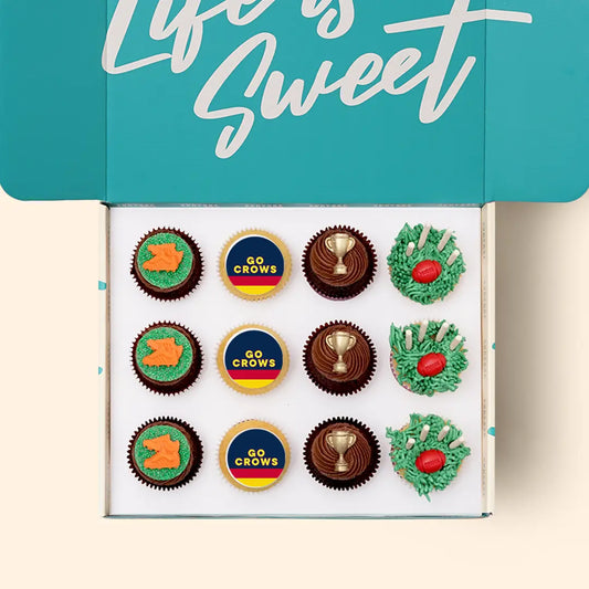 12 x GO CROWS Footy Cupcake Gift Box