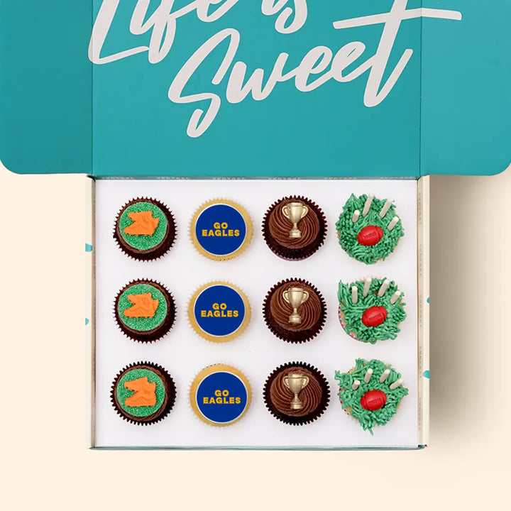12 x GO EAGLES Footy Cupcake Gift Box -  Cupcake Central