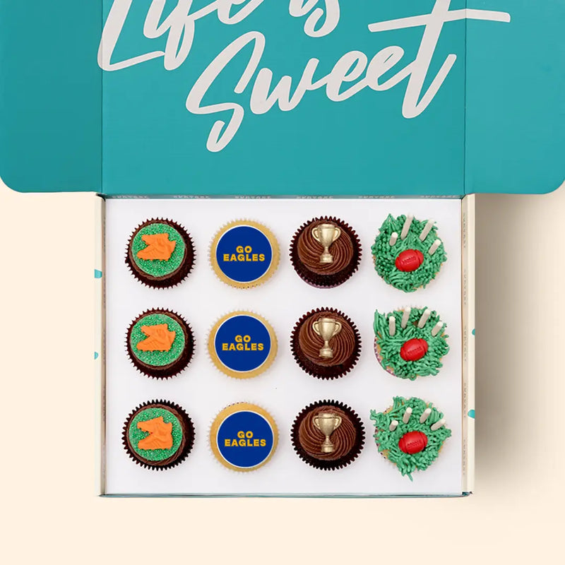 12 x GO EAGLES Footy Cupcake Gift Box -  Cupcake Central