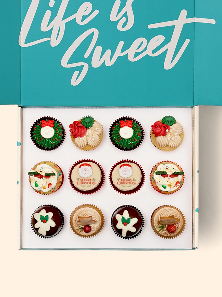 12 Christmas Cupcakes Gift Box