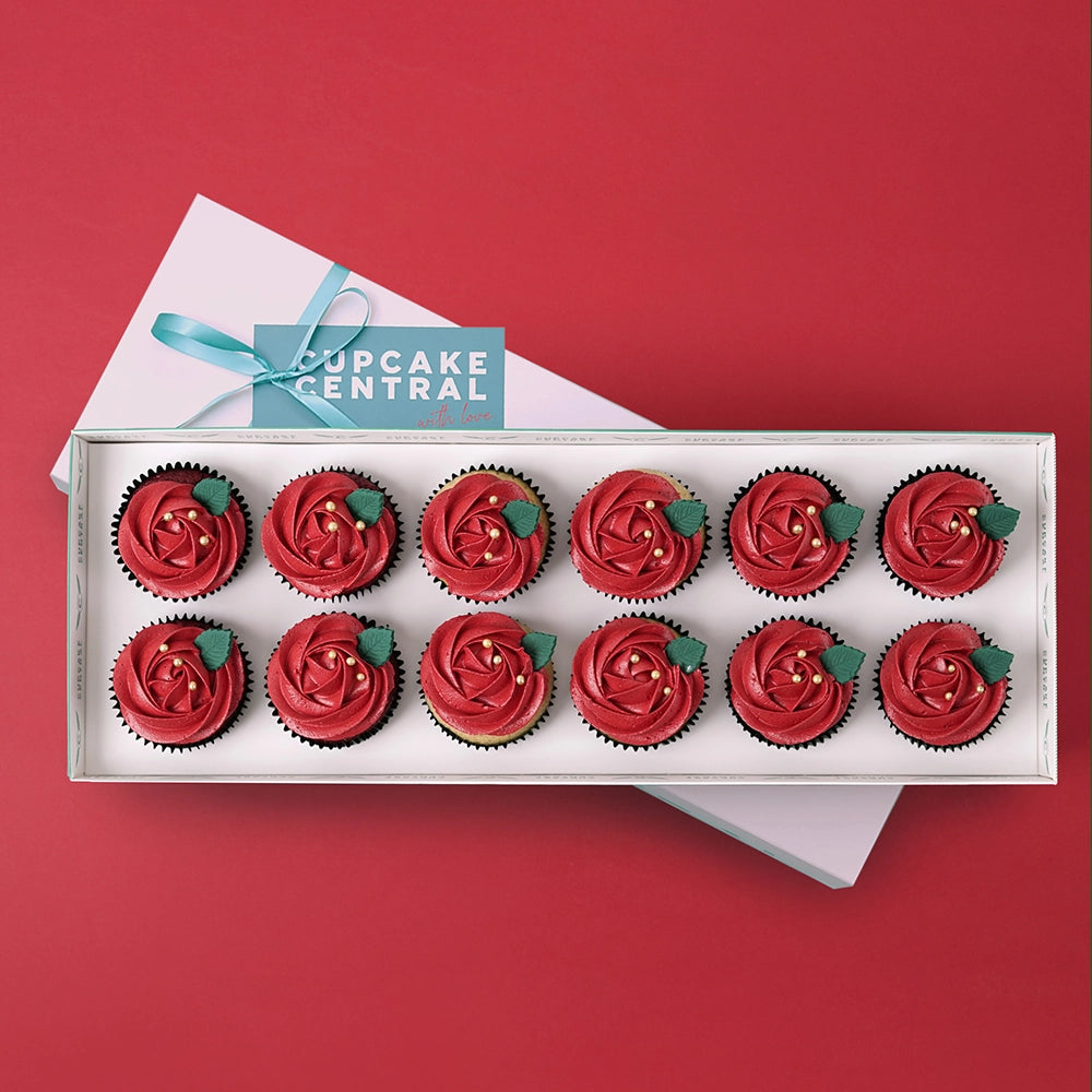 12 Valentine's Day Roses Cupcake Gift Box -  Cupcake Central
