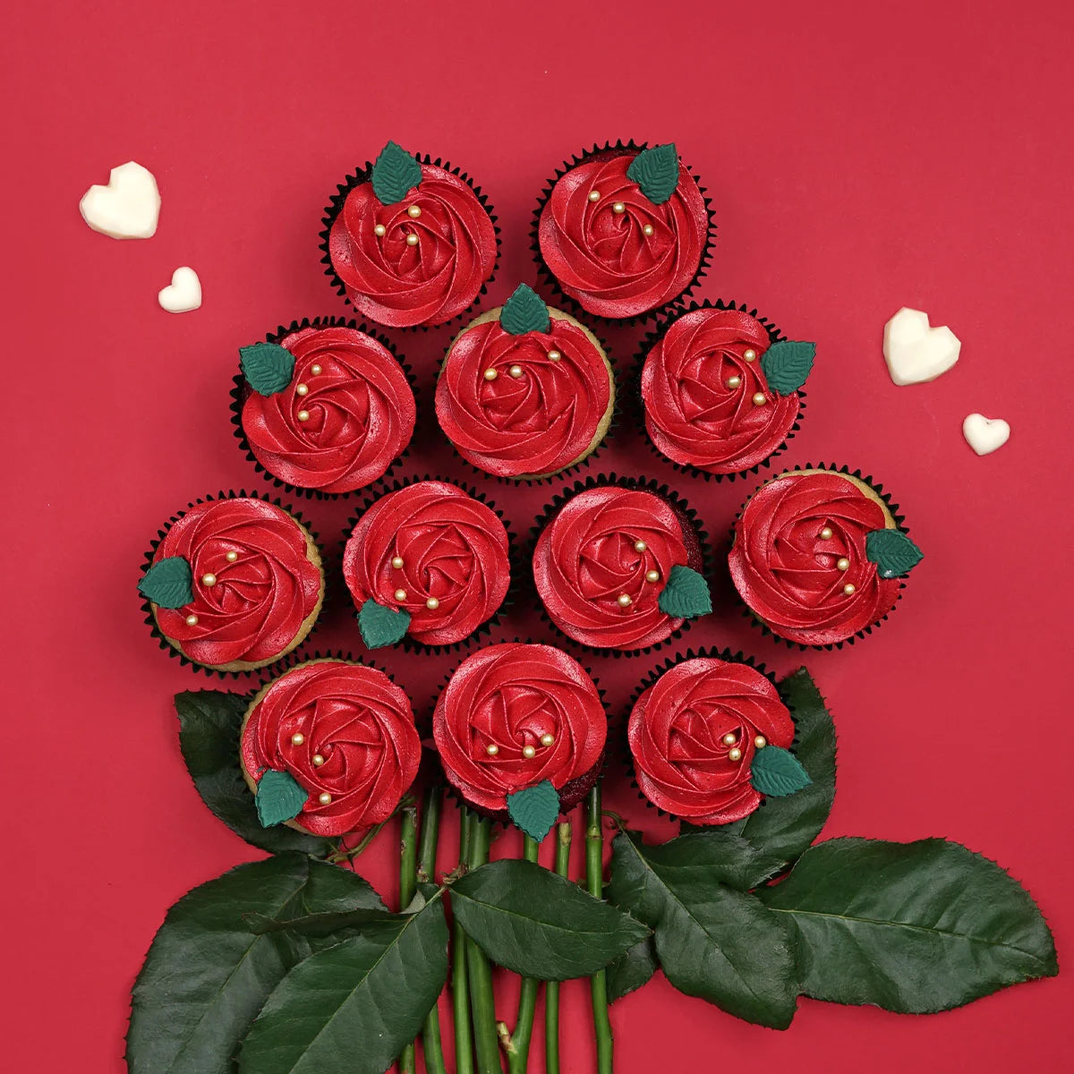 12 Valentine's Day Roses Cupcake Gift Box