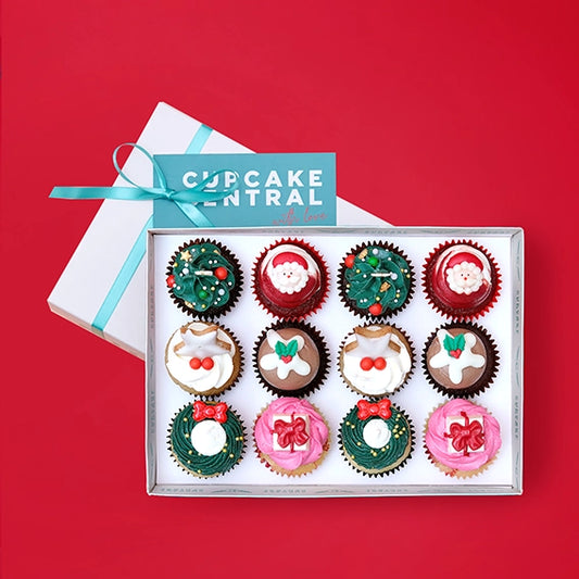 12 Christmas Mini Cupcakes Gift Box -  Cupcake Central