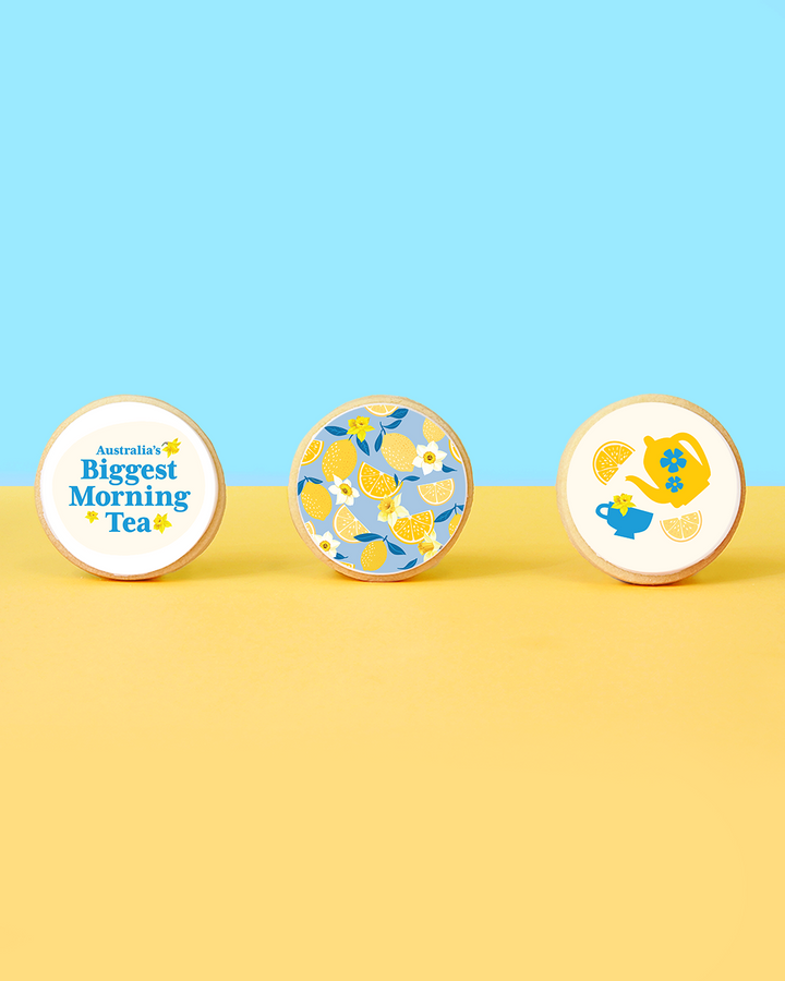Australia's Biggest Morning Tea Shortbread cookies. Perfect for Corporate catering. 10% of profits will be donated to the Cancer Council of Australia.