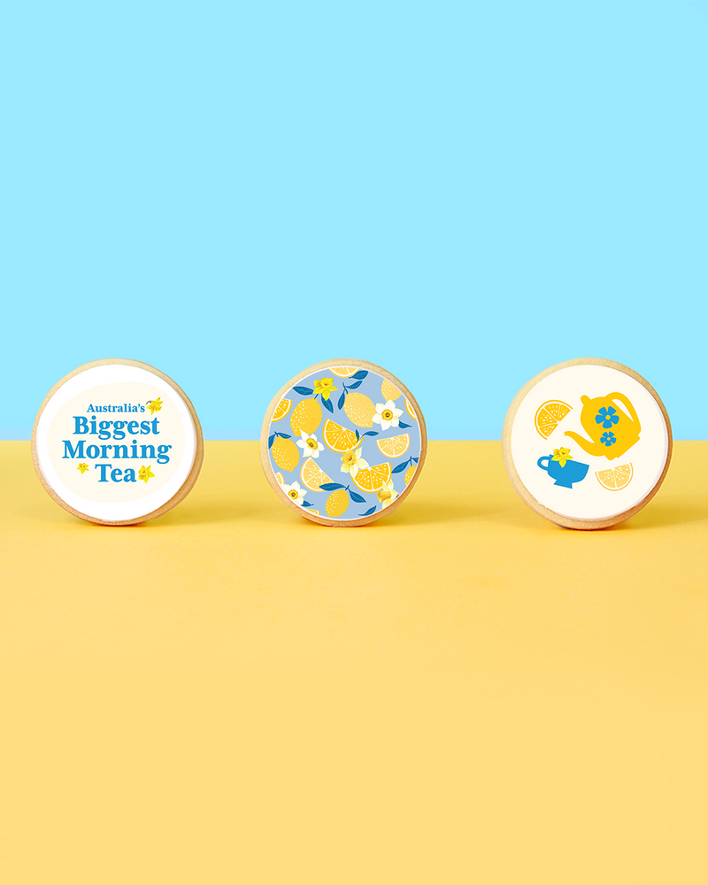 Australia's Biggest Morning Tea Shortbread cookies. Perfect for Corporate catering. 10% of profits will be donated to the Cancer Council of Australia.