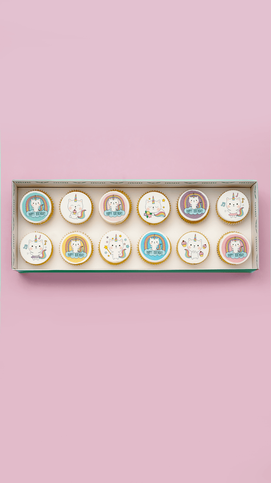 Caticorn Themed Cupcakes - Gift Box (VEGAN) -  Cupcake Central