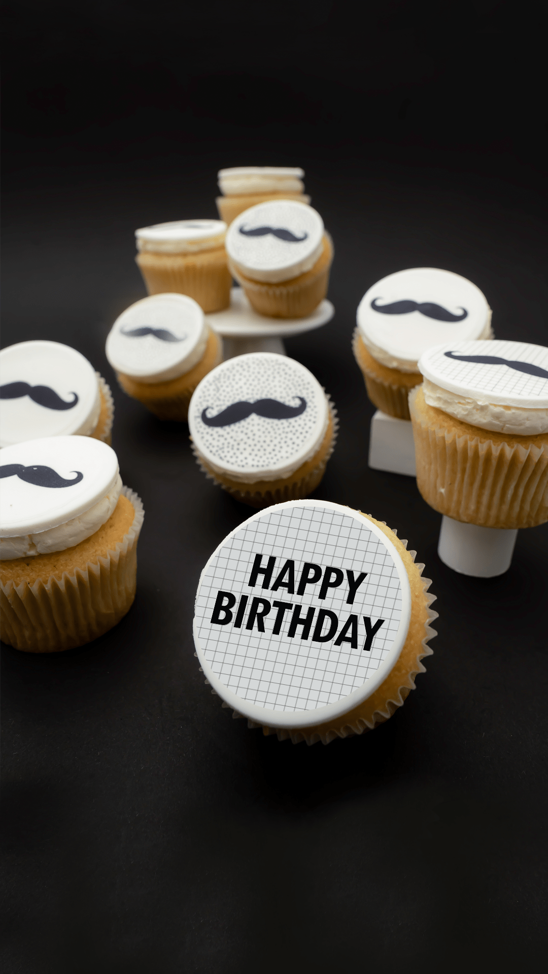 Moustache Themed Cupcakes - Gift Box (VEGAN) -  Cupcake Central